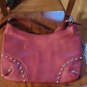 Stylish Red Leather Shoulder Bag